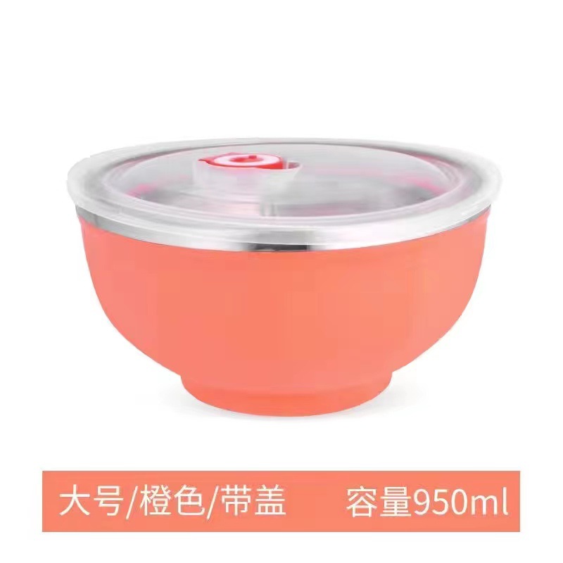 304 tazón de arroz de acero inoxidable de gran capacidad tazón de arroz kindergarten fábrica de aislamiento térmico tazón resistente a la caída de alto valor de color Estilo nórdico tazón