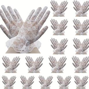 B 32557 White lace flower girl short gloves ��ɫ�ٽz��ͯ����