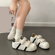 韩系低帮泡泡贝壳单鞋2025秋新款厚底增高休闲魔术贴大头德训女鞋