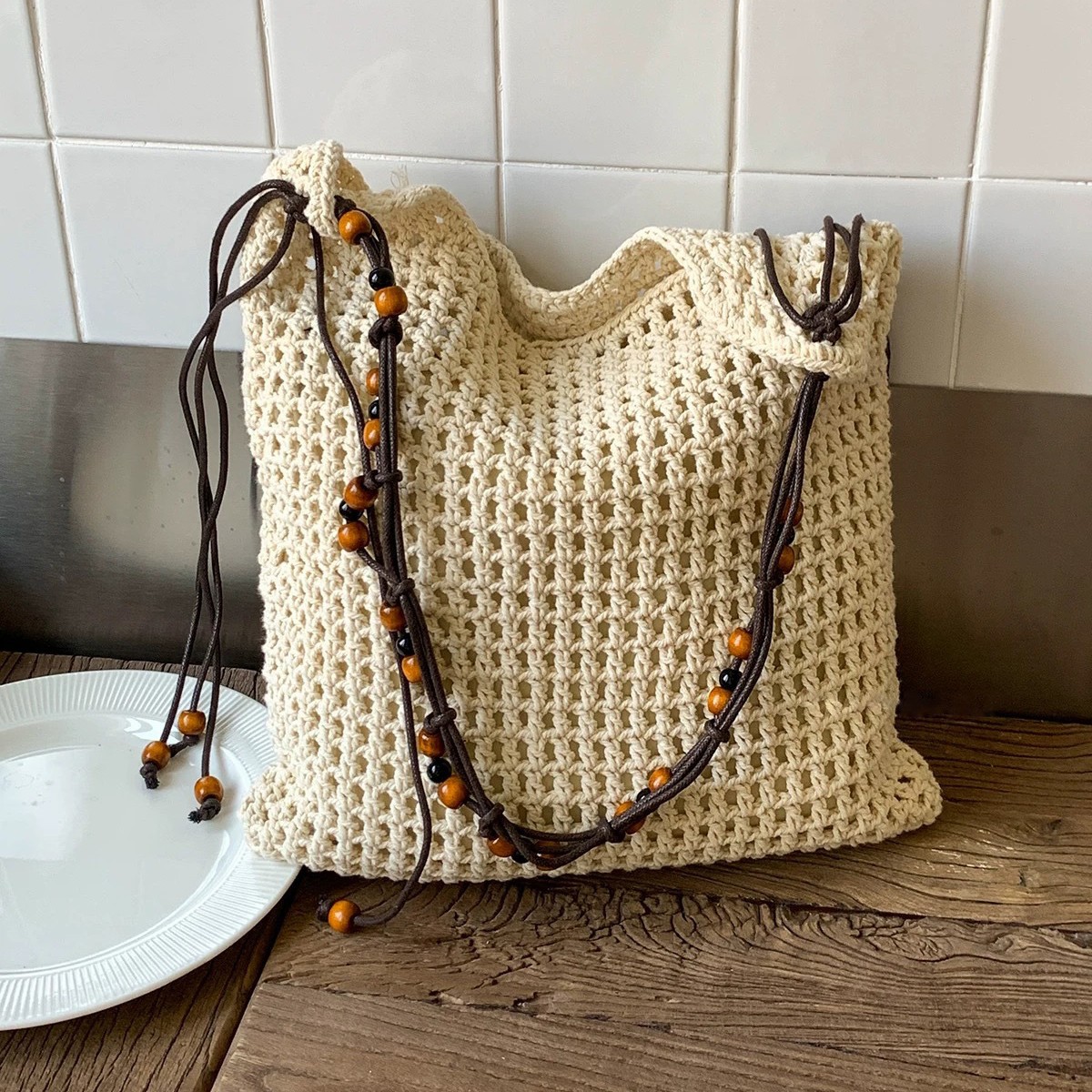 2025 New Summer Hollow Woven Bag For Women, Large Capacity Beach Straw Bag For Seaside Vacation, Shoulder And Crossbody Bag - Thumbnail 5