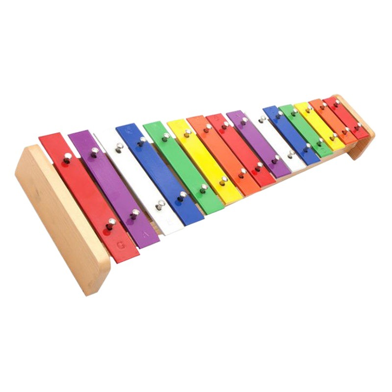 Piano de placa de aluminio de 15 tonos Orff Instrumento de percusión Piano de película de color de 15 tonos Piano de escuela Piano de arco iris de educación temprana para niños