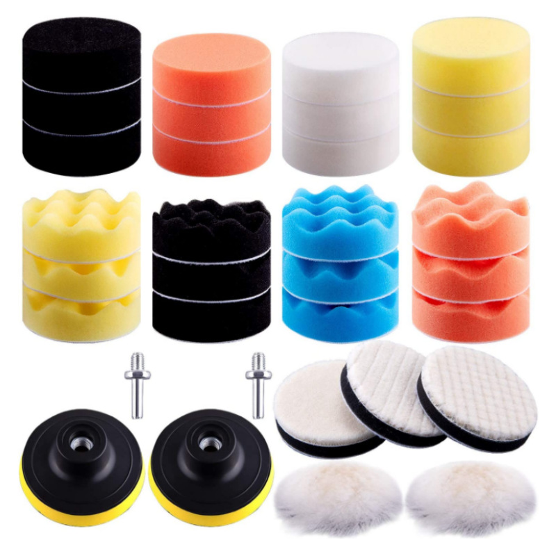 厂家供货 33件套组合套件3英寸汽车抛光垫海绵轮羊毛轮手电钻适用