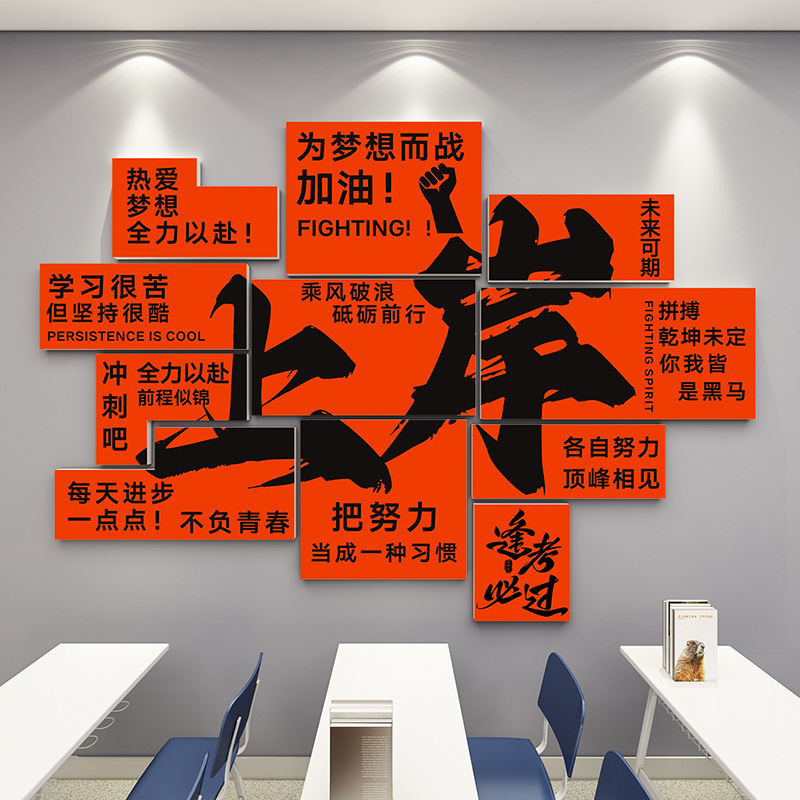 上岸班级文化墙贴励志标语培训辅导机构教室装饰初中高三激励布置|undefined