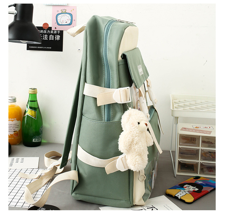 Wholesale Four-piece High Capacity Bear Doll Pendant Canvas Backpack Nihaojewelry display picture 4
