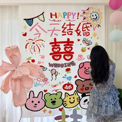 ドーパミン2025結婚部屋にカラー喜字長条花を飾って結婚します。