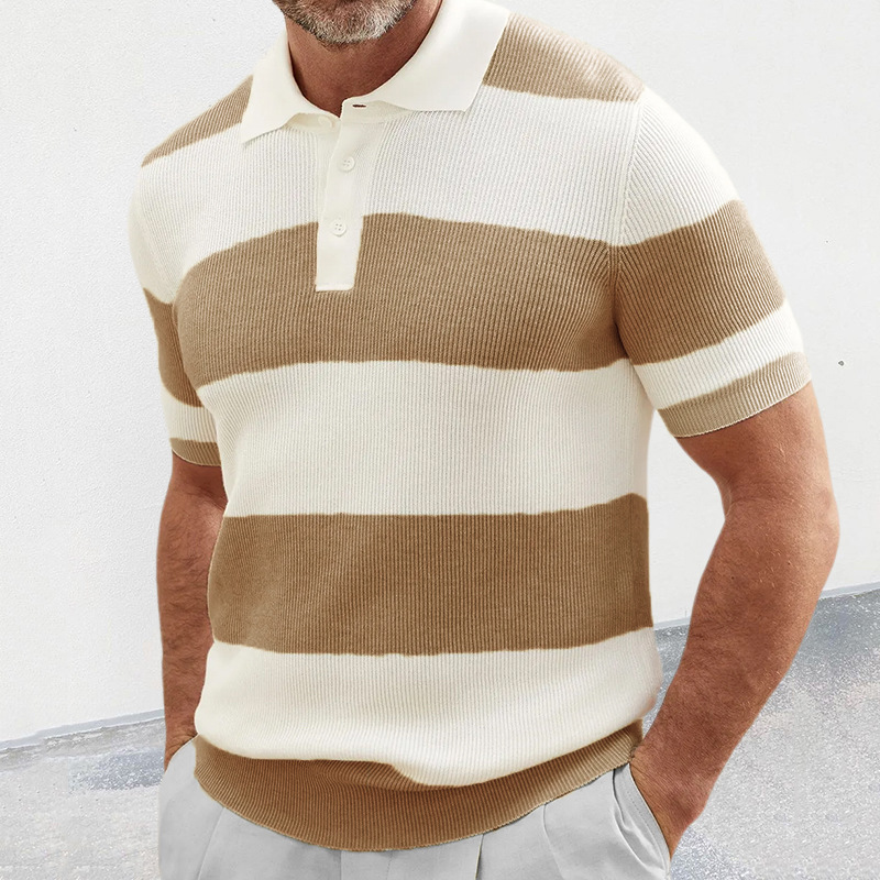 2024 Neues farbiges kurzärmliges Polokragen-Strickhemd Muscle Men's Wear_voghion.com