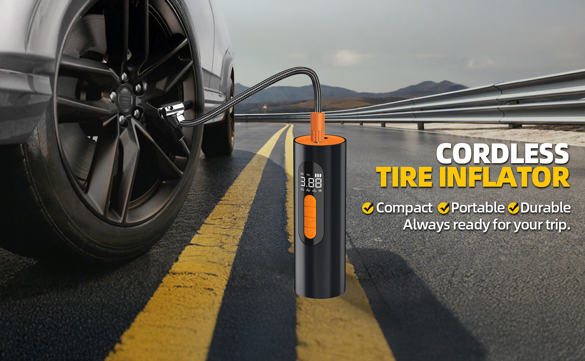 Car air pump, portable car inflator, portable digital display inflator, electric air pump, wireless portable inflator