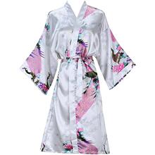 W 36205 Satin Kimono Long Robes ɫ���ͷ�����˯�ۿ羳��ó