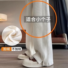 加绒加厚阔腿裤女秋冬一体绒休闲裤子小个子冬季外穿直筒香蕉棉裤