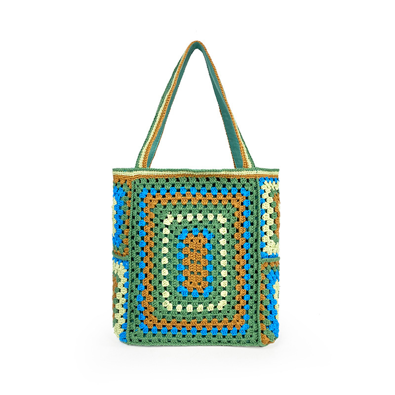 Women's Retro Large Capacity Tote Bag - Luxury Lightweight Handbag For Commuting, Knit Crossbody Shoulder Bag - Thumbnail 8