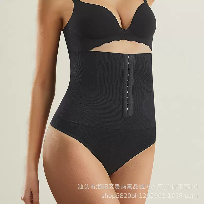 跨境高腰收腹丁字裤大码产后提臀收肚子收腰塑形束腹排扣塑身裤女