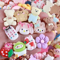 Cute sanding translucent glossy mixed small animals and flowers resin DIY phone case clip decoration