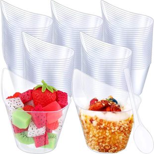 200Ml150Ml Sharp Corner Dessert Cup Creative Milkshake Ice Cream Cup Large Capacity Mousse Cup Plus Spoon Cross-Border Electric