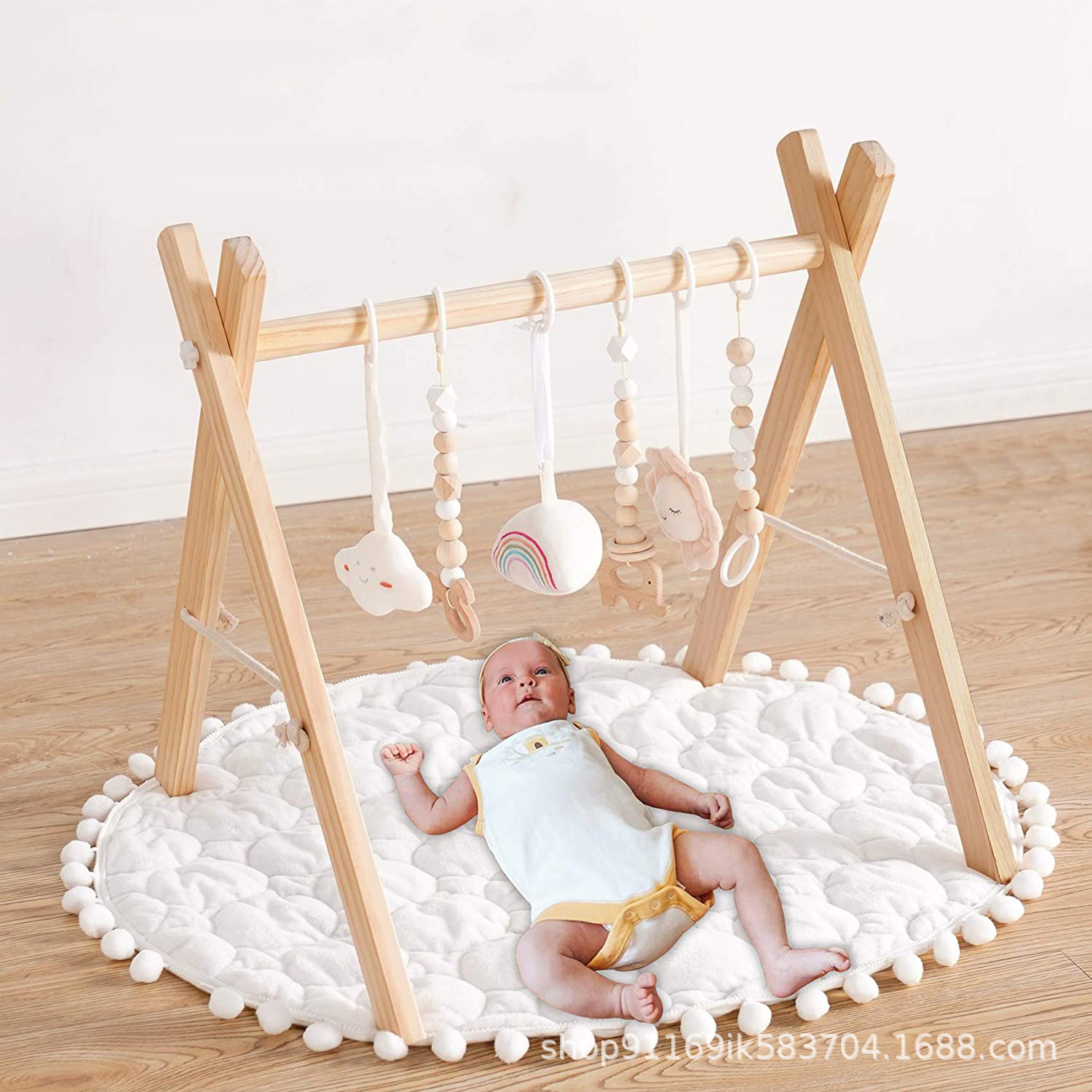 木质儿童益智玩具吊杆互动架健身器摆件新生儿宝宝婴儿健身架