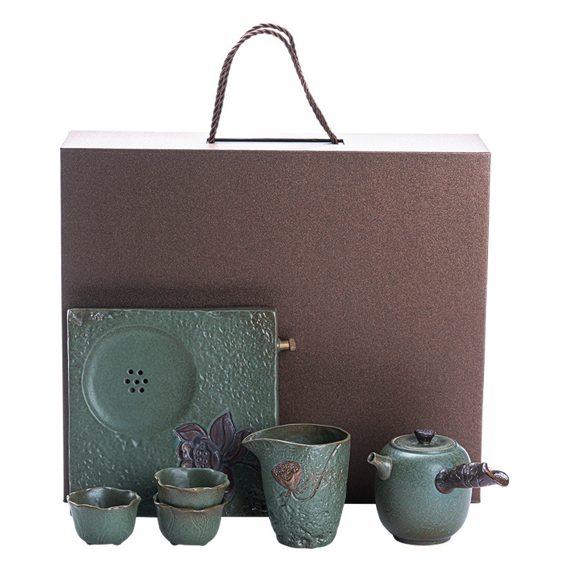 Creativo japonés Kung Fu té juego traje hogar cerámica té taza tetera gres simple viaje portátil una olla tres tazas