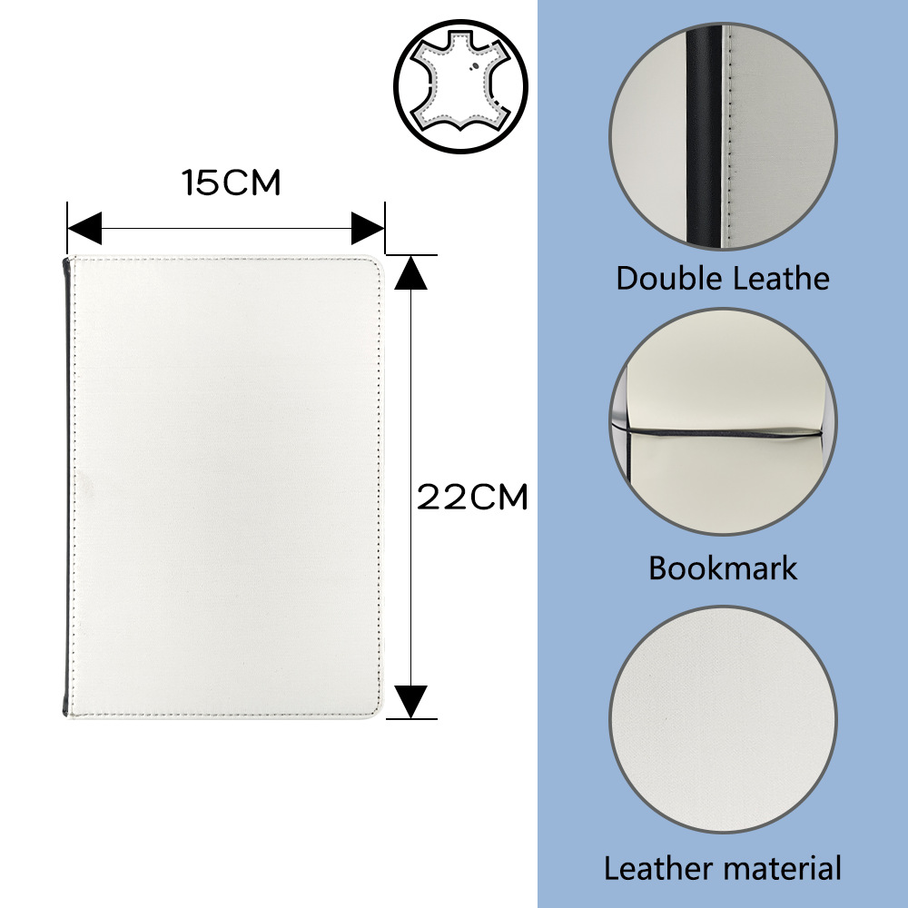 Cuero en blanco de sublimación caliente A5 cuaderno de escritorio de negocios cuaderno de trabajo de reunión cuaderno DLY material al por mayor