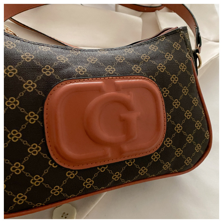 Cross-border retro trend small square bag for women, new fashionable printed French small square bag, niche and stylish single-shoulder crossbody bag undefined