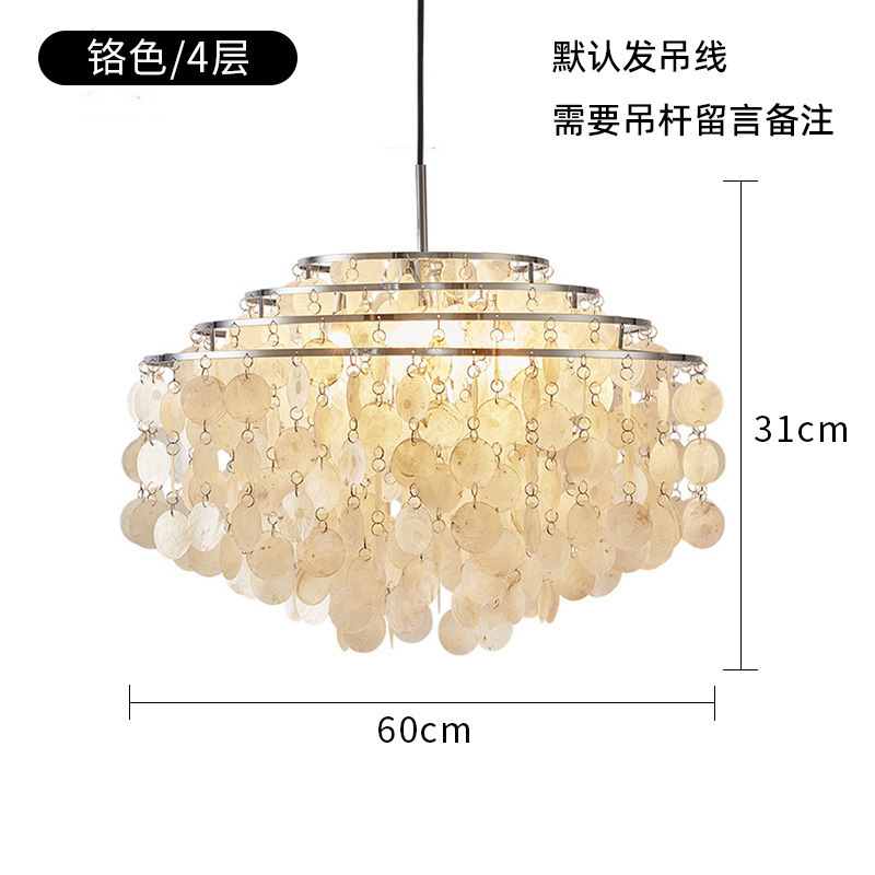 Diámetro 60cm - Cuerpo de la lámpara de cromo + concha blanca