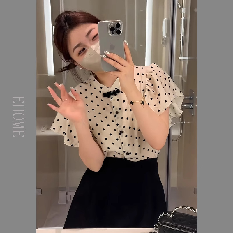 女性の夏の新しいフレンチスタイルのシフォンシャツスーツとショートパンツの2点セットの小さな女性のためのティースタイルの衣装|undefined