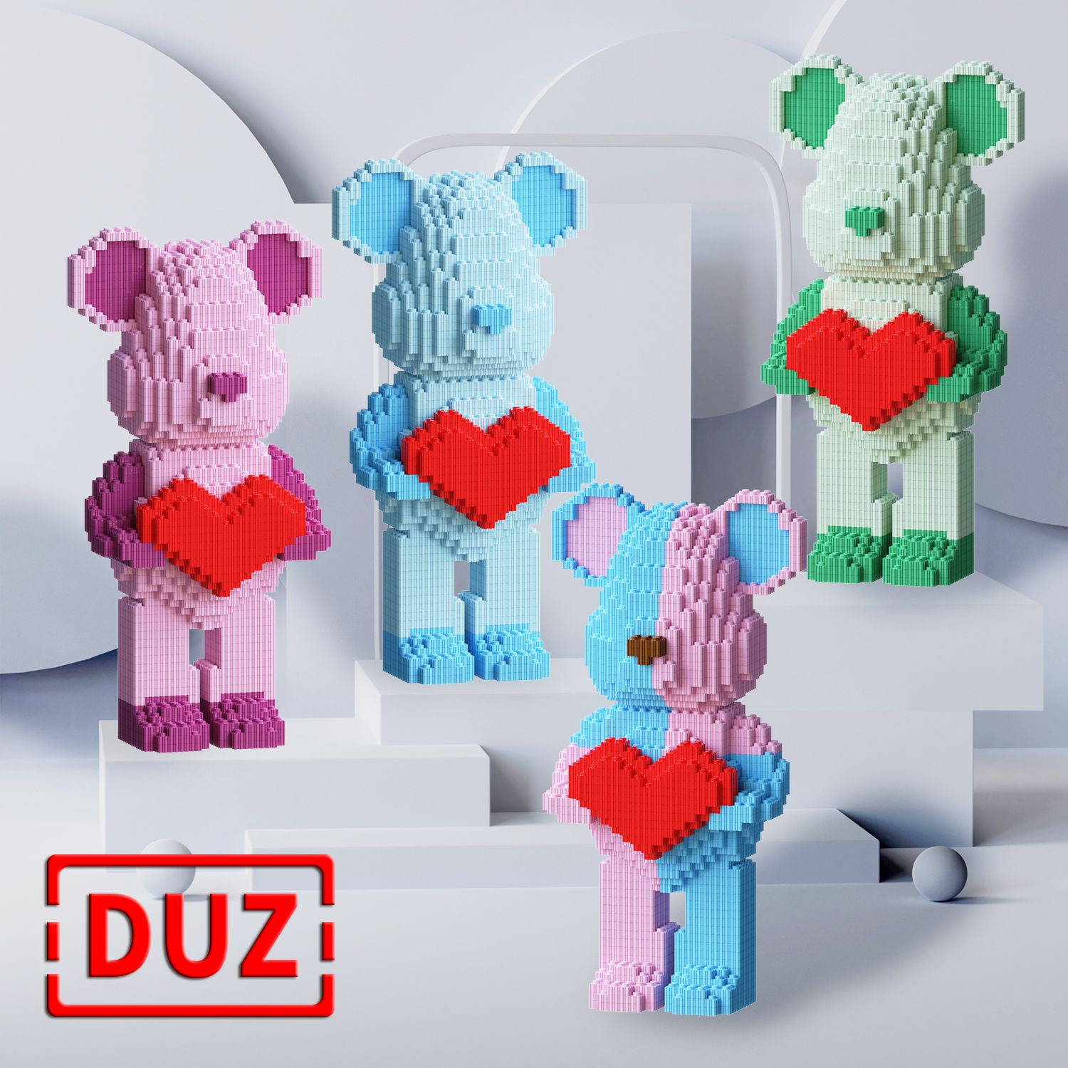 pinkycolor love Gloomy Series connection Building blocks Bearbrick adult Difficult Mosaic grain Building blocks