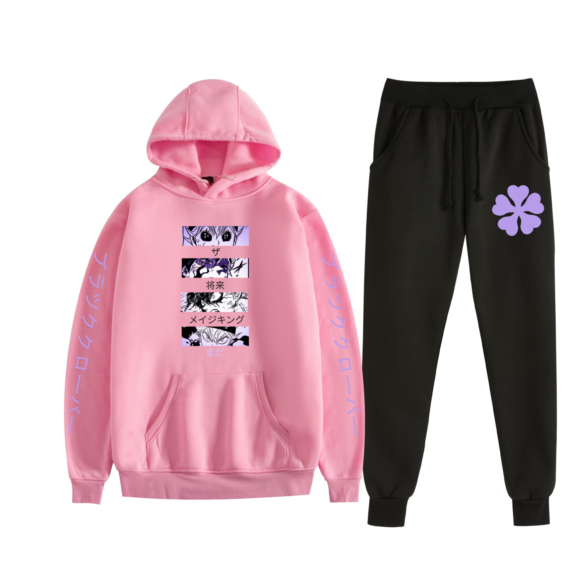 Comercio exterior nuevo estilo riman black trébol de cuatro hojas-Black Clover suéter con capucha corsés traje de dos piezas