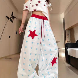 【牛津数码五角星贴标】休闲裤女春夏季新款百搭显瘦阔腿长裤子潮