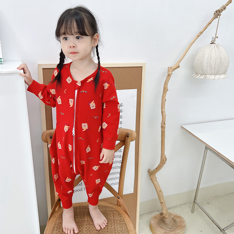 빨간색 곰돌이 기모 수면 조끼 / 80 야드 (권장 높이 75 ~ 85cm)