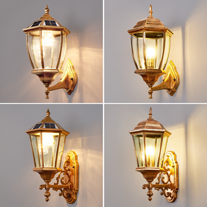 Courtyard wall lamp outdoor garden villa gate pillars on both sides waterproof solar outdoor porch wall hanging exterior lights