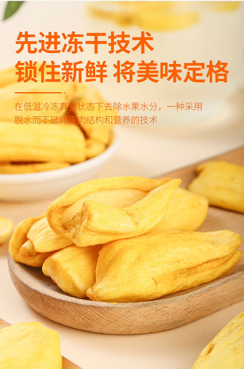 Freeze-Dried Jackfruit (Artocarpus heterophyllus) — Bottled 85g Tropical Fruit Snack quality and texture