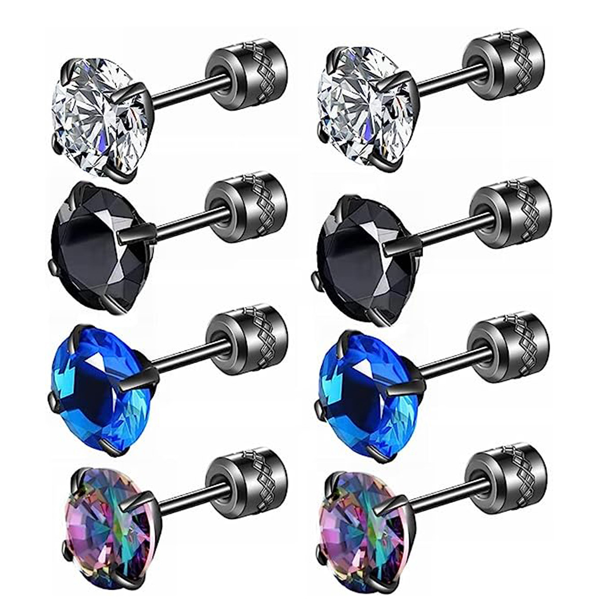 Boucles d'oreilles unisexes en acier titane et zircon en forme de croix, élégantes et polyvalentes, pour cartilage d'oreille multi-percé, pour un style classique et tendance._voghion.com