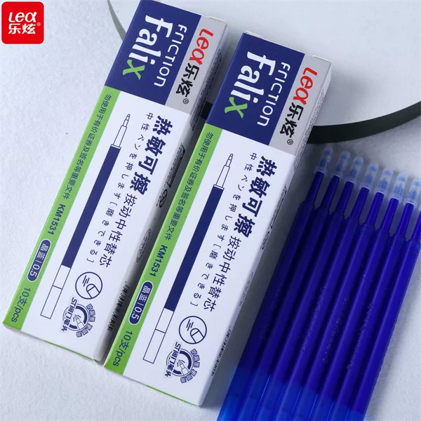 Le Xuan thermal erasable refill press gel pen ST pen tip 0.5mm blue black thick universal replacement core
