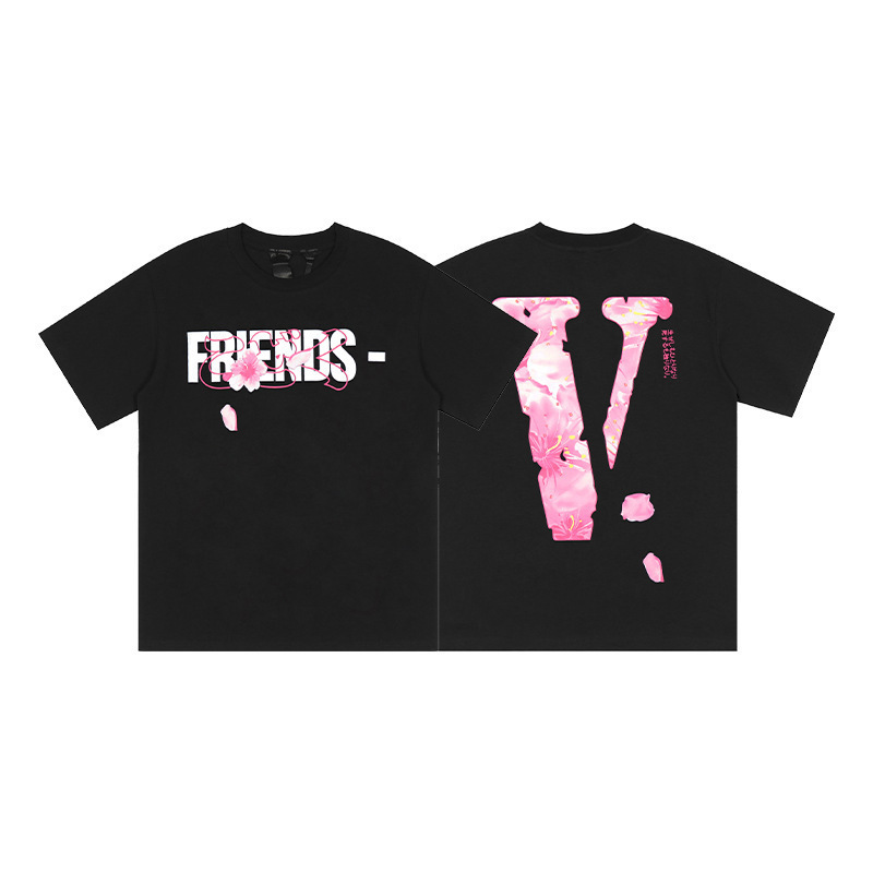 外単VLONE FOG潮牌大v字母Logo桜半袖スケッチ刺繍唇印落書きプリントtシャツ|undefined