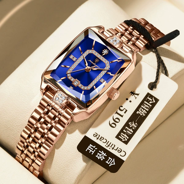 P785 rose gold blue steel belt