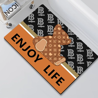 Dropshipping Bathroom Diatom Mud Mat Bathroom Non-Slip Carpet Quick-Drying Toilet Door Mat Entry Door Floor Mat Dry and Wet (Avtomobil döşəmə paspasları) - bathroom-mat-enjoy-yellow-4060cm
