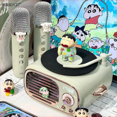 クレヨンしんちゃん レコードプレーヤー Bluetooth スピーカー カラオケ 新しいオーディオマイク 実用的な女の子の親友の誕生日プレゼント