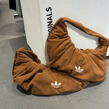 阿迪三叶草灯芯绒大号云朵包女大容量运动休闲单肩斜挎包包牛角包