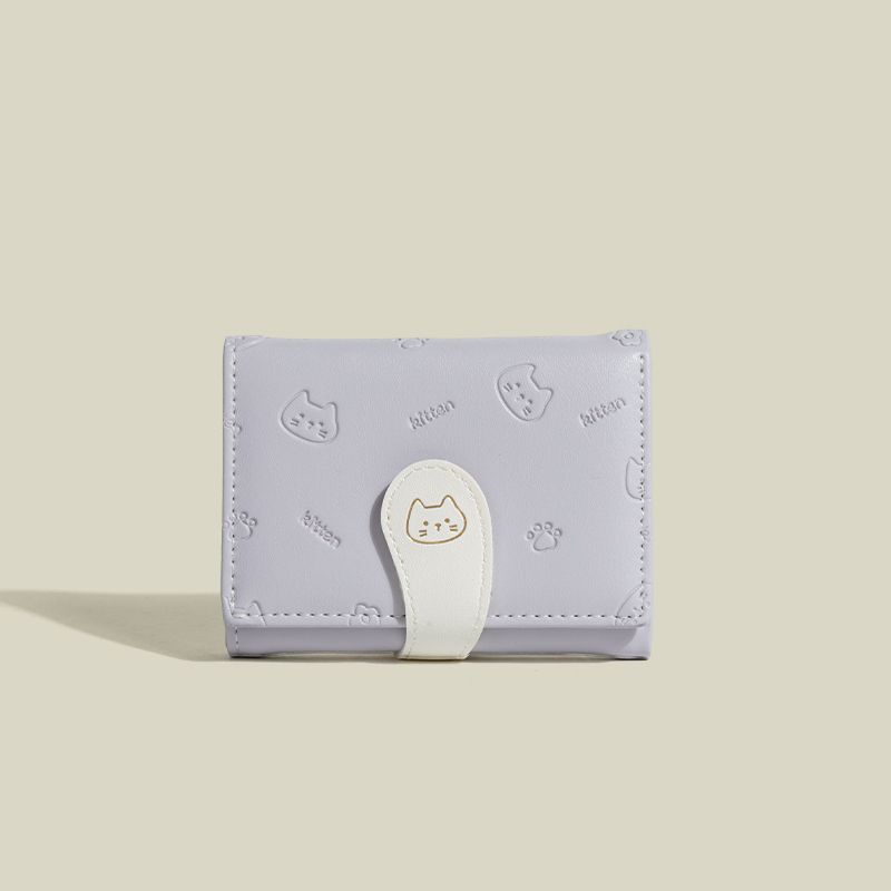 [Cat Little Tail] YADAS かわいいレディースカードホルダーファッションバックル PU ショート 70% off 小銭入れ財布|undefined