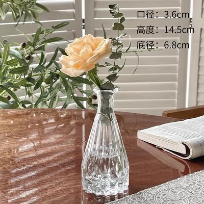 Retro repujado mini florero transparente hidropónico flor arreglo florero de cristal salón aromaterapia botella adornos Decoración