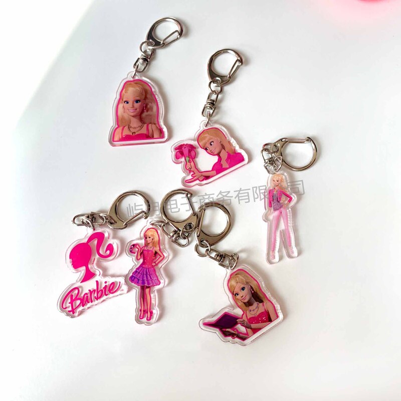 Vintage Barbie Doll Niche Suitable Acrylic Hanging Chain Keychain airpods Protective Case 90s Backpack Pendant