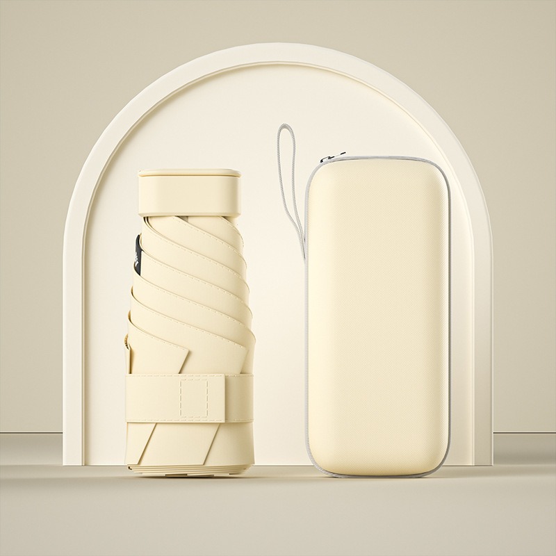 Paraguas de protección solar de vinilo creativo mini paraguas de seis pliegues paraguas de cápsula de bolsillo pequeño para mujer lluvia y lluvia paraguas de sol de doble uso