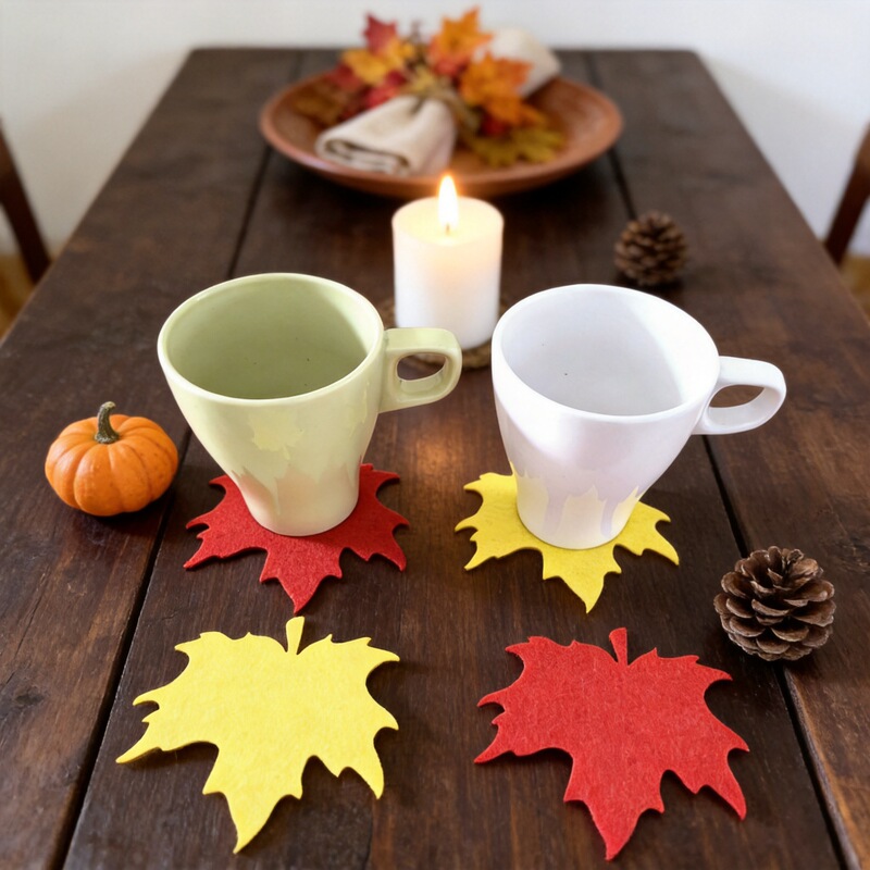 Autumn-Themed Decoration Thanksgiving Maple Leaf Felt Coaster Table Setting Thanksgiving Coaster Autumn-Themed Decoration Thanksgiving Maple Leaf Felt Coaster Table Setting Thanksgiving Coaster