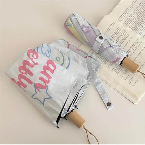 Niche design girly heart butterfly umbrella rain or shine sun umbrella vinyl sunscreen umbrella portable three-fold umbrella