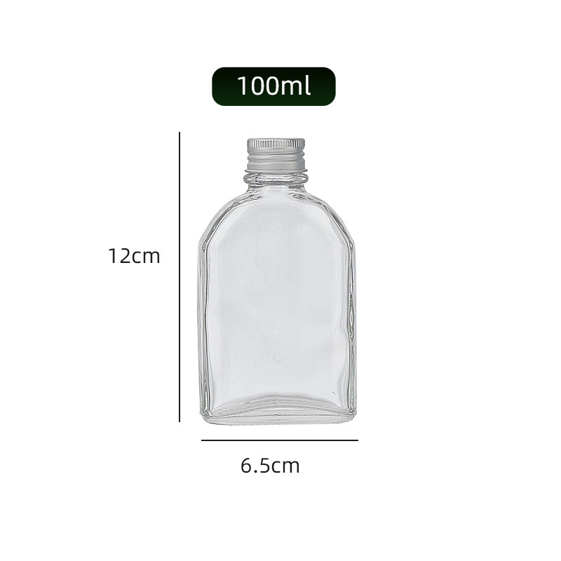Botella Plana de Hombro Inclinado, Vidrio, para Embalaje de Regalos