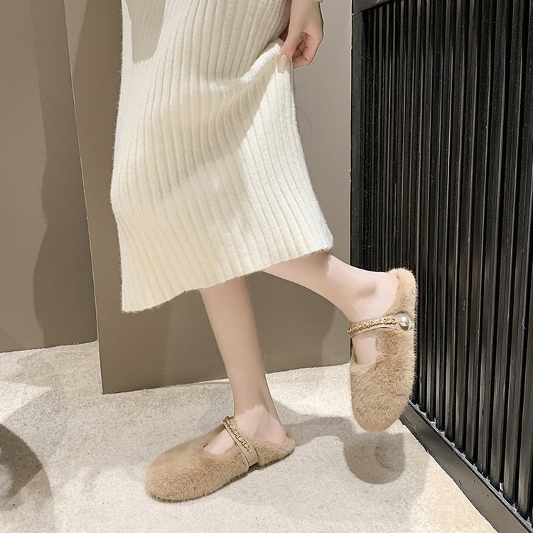Pantofole in peluche da donna comode morbide bianche in cotone_voghion.com