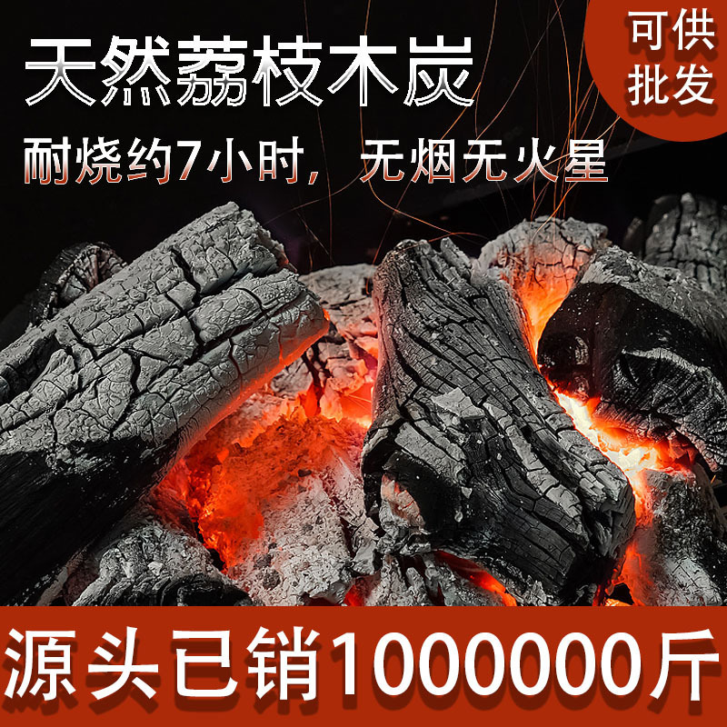 Authentic charcoal barbecue charcoal smokeless charcoal natural litchi charcoal fruit charcoal outdoor barbecue carbon wholesale price flammable high temperature