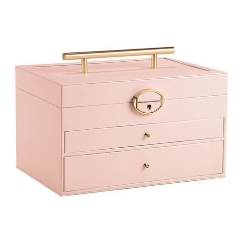 Jewelry Box with Mirror, Multi-Layer Portable Lock, for Rings, Necklaces, Earrings, Studs, Large Capacity Jewelry Pouch, Accessory Storage Box