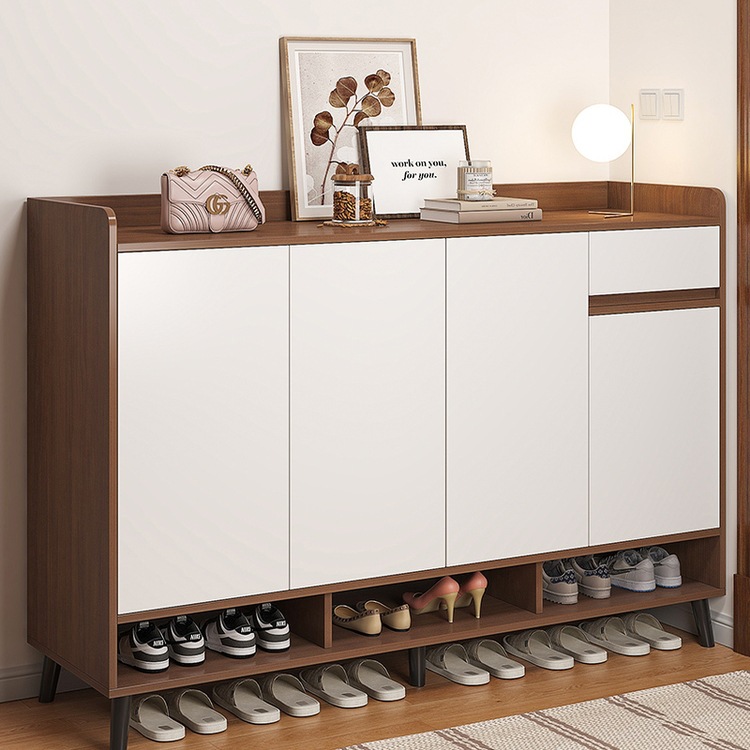 Shoe Cabinet Solid Wood Core Home Entrance 2025 New Storage Cabinet Integrated Wall-Mounted Large-Capacity Entrance Cabinet Shoe Rack