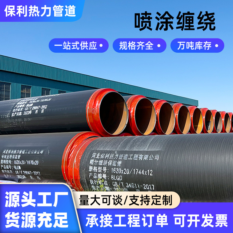 聚氨酯保温钢管供暖小区改造保温管预制直埋镀锌喷涂缠绕保温管