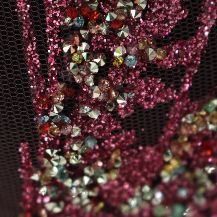 2024 nuevo gaza de malla primavera y verano punto gaza de malla encaje rociado oro diamante vestido de boda tela