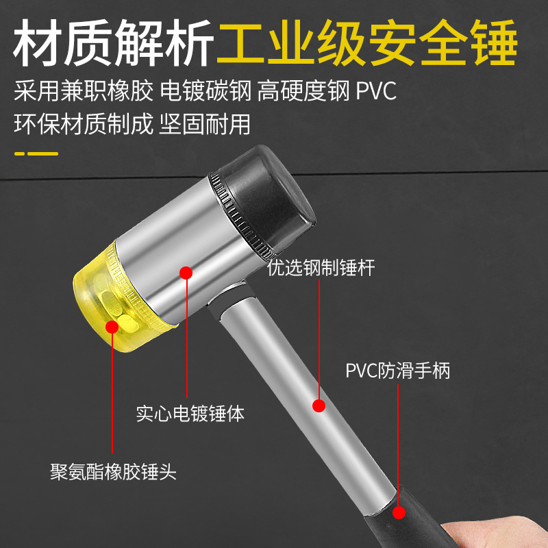 Wholesale rubber mallet installation hammer rubber nylon stuck on the floor tile steel pipe handle installation shelf floor rubber hammer